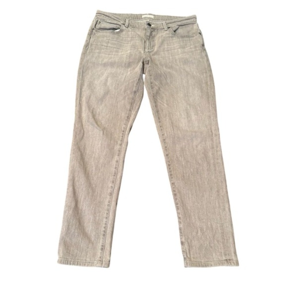Eileen Fisher Gray Mid Rise Straight Leg Pants Women's 8 Ankle Denim Jeans